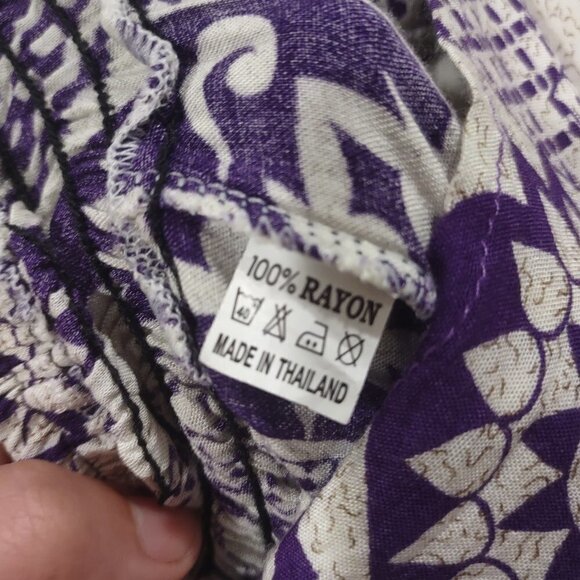 Purple Elephant Wrap Around cropped pant Size Medium Bohemian - Picture 7 of 8